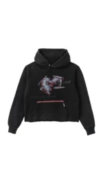 SH BRUTAL CROPPED HOODIE RED BLACK VINTAGE