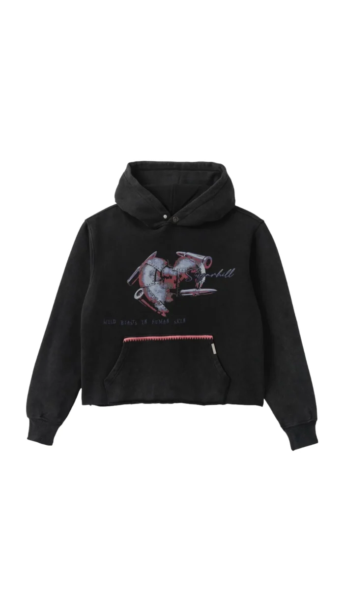 SH BRUTAL CROPPED HOODIE RED BLACK VINTAGE