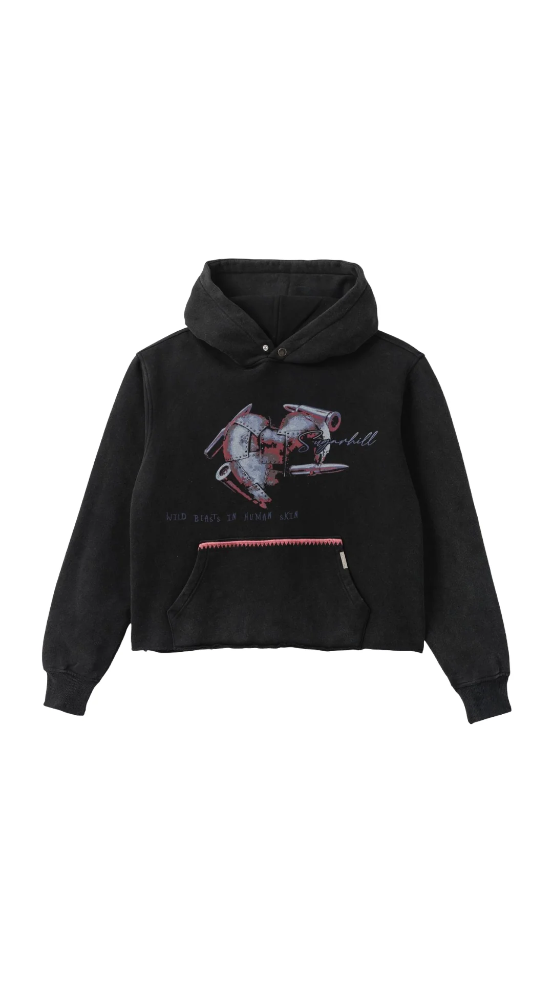 SH BRUTAL CROPPED HOODIE RED BLACK VINTAGE SH BRUTAL CROPPED HOODIE RED BLACK VINTAGE