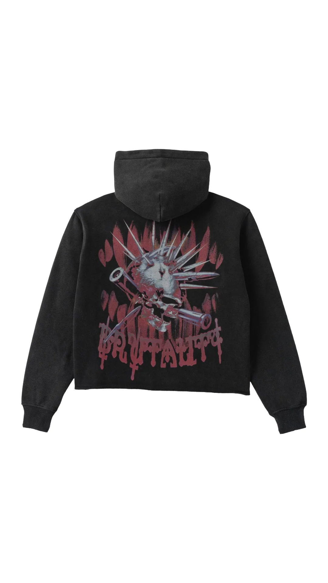 SH BRUTAL CROPPED HOODIE RED BLACK VINTAGE SH BRUTAL CROPPED HOODIE RED BLACK VINTAGE